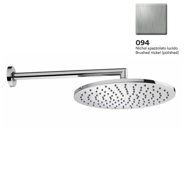 Верхний душ Bossini Cosmo H70596I.094 ?280 мм настенный с кронштейном 40 см Easy Clean цвет никель шлифованный