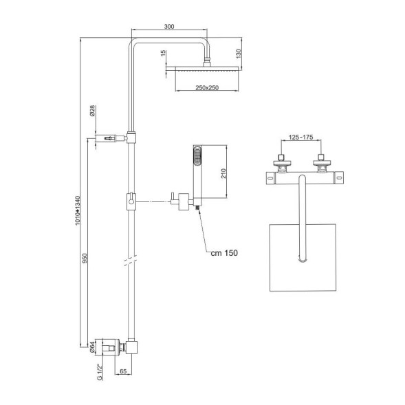 Душевая система с термостатом Webert Pegaso PE980507015METAL, хром