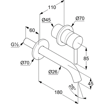 Смеситель KLUDI BOZZ 382440576 для раковины настенный встраиваемый внешняя часть