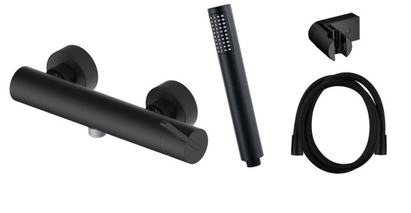 AQG Urban, однорычажный смеситель для душа c набором для душа, цвет черный матовый