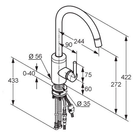 Смеситель KLUDI STEEL 38851F66 для кухни с выдвижным изливом