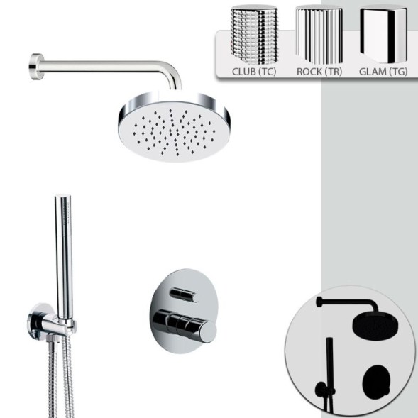 Daniel Trilogy, душевой комплект на 2 потребителя, с круглым верхним душем 22,5 см и кронштейном 30 см, цвет хром