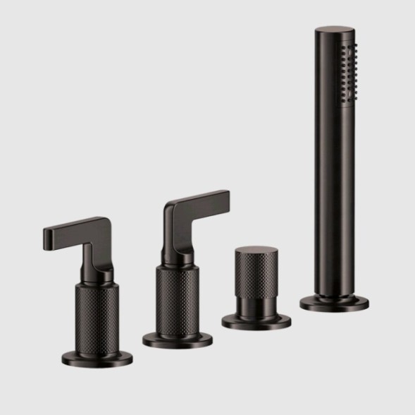 Gessi Смеситель для ванны и душа, Inciso, на 2 потребителя, цвет Черный брашированный металл  58043#707