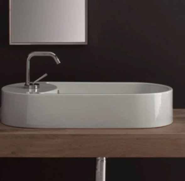 Раковина Scarabeo SEVENTY накладная с переливом с одним отверстием цвет белый 8094