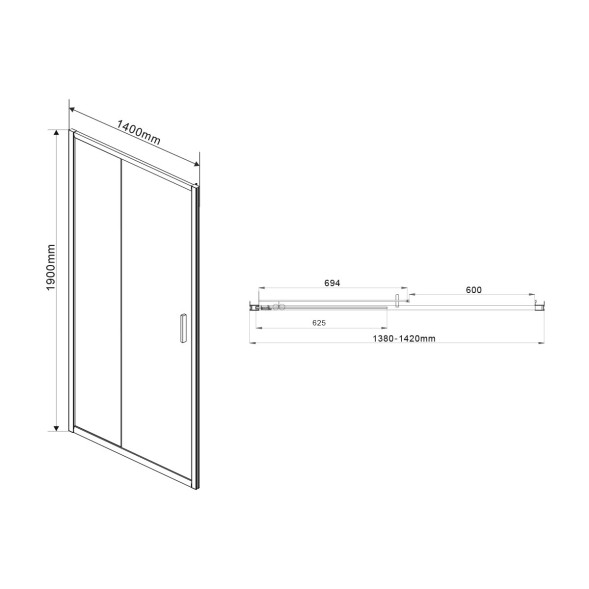 Vincea Душевая дверь Гарда (Garda) VDS-1G140CL, 1400, хром, стекло прозрачное