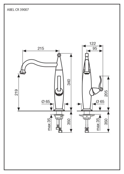 Emmevi Abel, смеситель для кухни, цвет золото 39007/OR