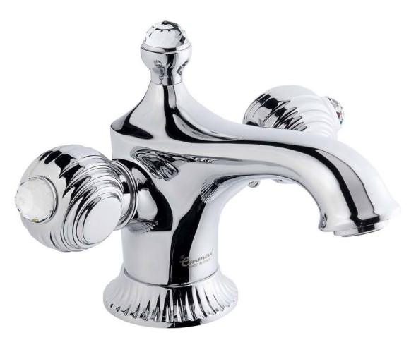 Emmevi The One Cloe, смеситель для раковины. Металлические ручки + прозрачные кристаллы Swarovski, цвет хром 98003SW/CR