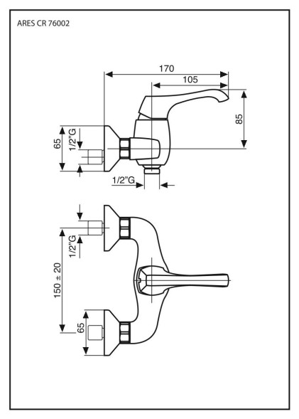 Emmevi Ares, однорычажный смеситель для душа, без набора для душа, цвет хром 76002/CR