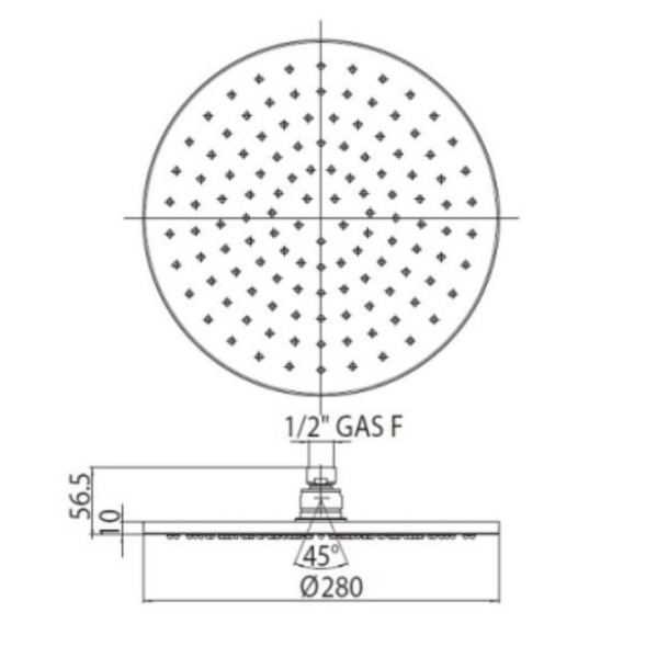 Верхний душ Bossini Cosmo I00596.073 ?280 мм без кронштейна Easy Clean цвет черный матовый