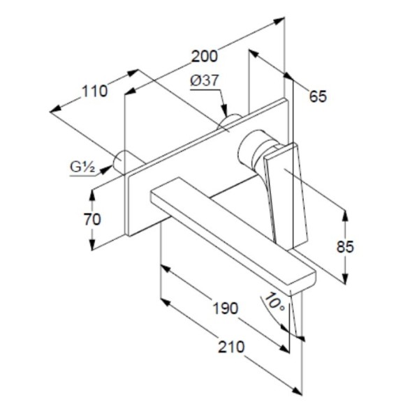 Смеситель KLUDI DECUS 542440575 для раковины настенный встраиваемый внешняя часть