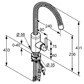Смеситель KLUDI STEEL 38855F66 для кухни с выдвижным изливом