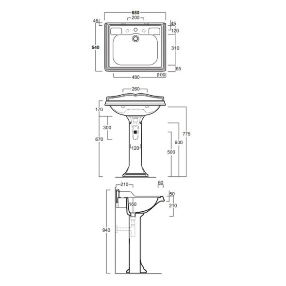 Раковина SIMAS ARCADE подвесная на пьедестал с одним отверстием со спинкой цвет белый AR824