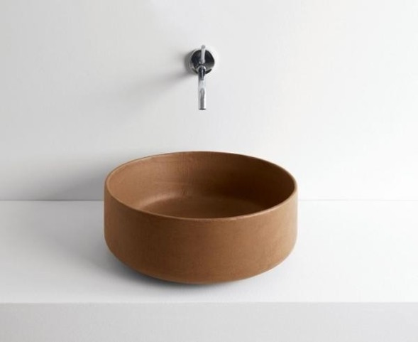 Раковина Artceram Cognac Quadro  накладная без отверстий  цвет Ombra bruciata COL001 19 00