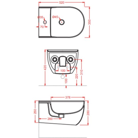 Биде Artceram The One подвесной с одним отверстием  цвет черный  THB001 03 00