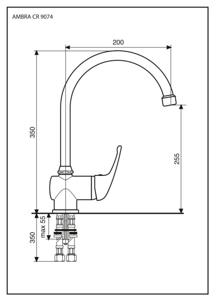 Emmevi Ambra, смеситель высокий для кухни, цвет хром 9074/CR