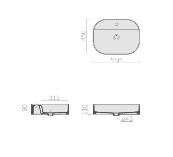Раковина GALASSIA SMART B 7401 MT накладная с одним отверстием без перелива цвет белый матовый