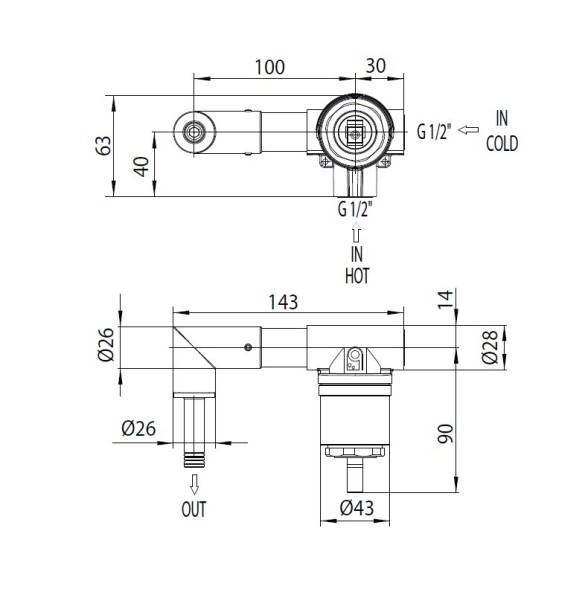 Смеситель для раковины Bossini Aki Z00731.073+Z00801 настенный встраиваемый со встраиваемой частью в комплекте цвет черный матовый