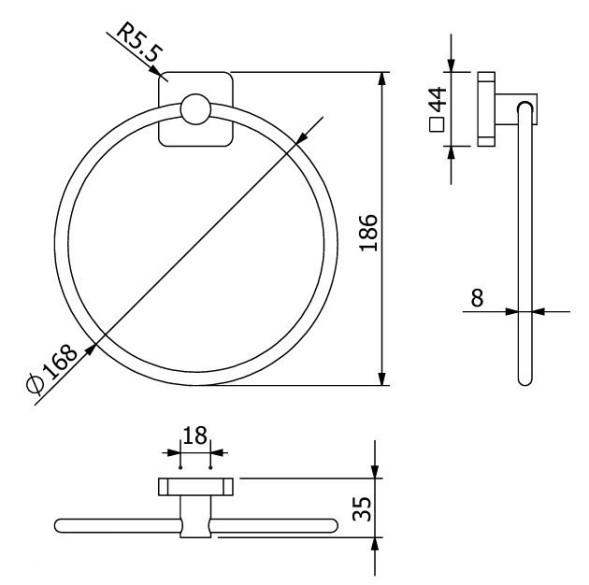 Держатель полотенца KLUDI VELA S 25978N2 кольцо