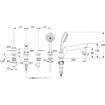Смеситель KLUDI PURE&amp;STYLE 404250575 для ванны на бортик