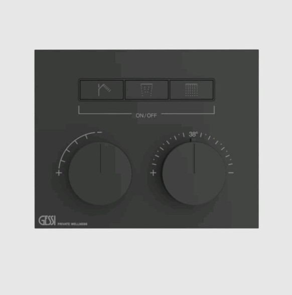 Gessi Смеситель для душа, HI FI Compact, на 3 потребителя, цвет черный матовый 63006#299