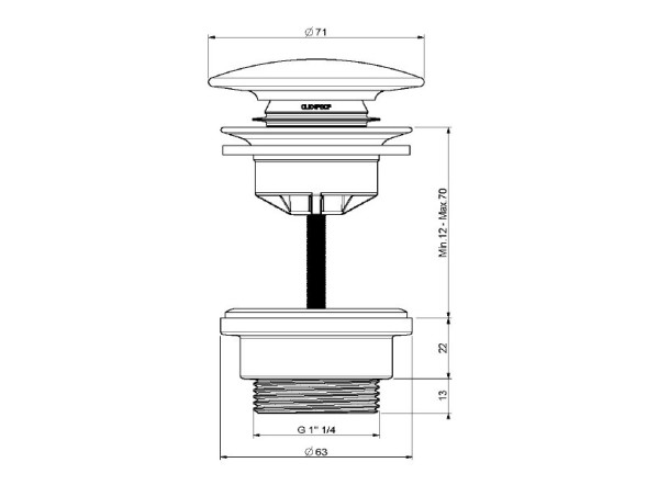 Донный клапан HATRIA YXMQ77 push open цвет хром