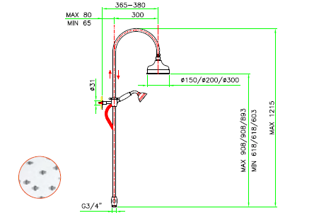 Nicolazzi Душевая стойка Doccia 5712WS SG 20 цвет золото сатинированное