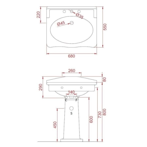 Раковина Artceram Hermitage на пьедестал/консоль с одним отверстием цвет белый HEL002 01 00
