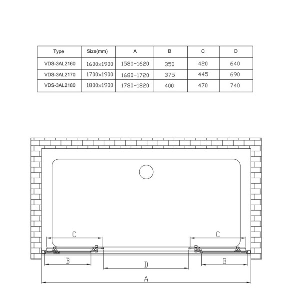 Vincea Душевая дверь Альфа (Alpha) VDS-3AL2180MT, 1800, хром, стекло текстурное