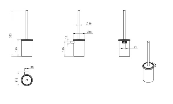 Ерш LANGBERGER ACCESSORIES 28025E-BP подвесной цвет черный матовый