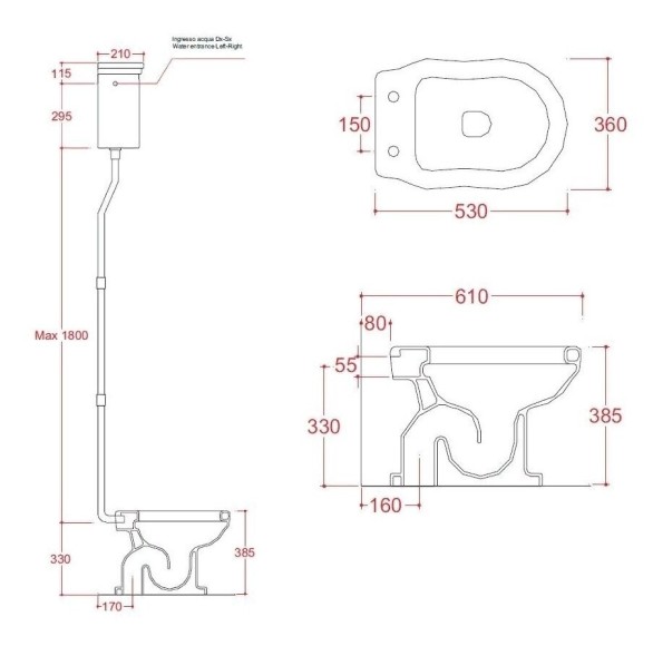 Бачок Artceram Hermitage на высокой трубе цвет белый HEC004 01 00