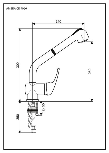 Emmevi Ambra, смеситель высокий с вытяжным изливом для кухни, цвет хром 9066/CR