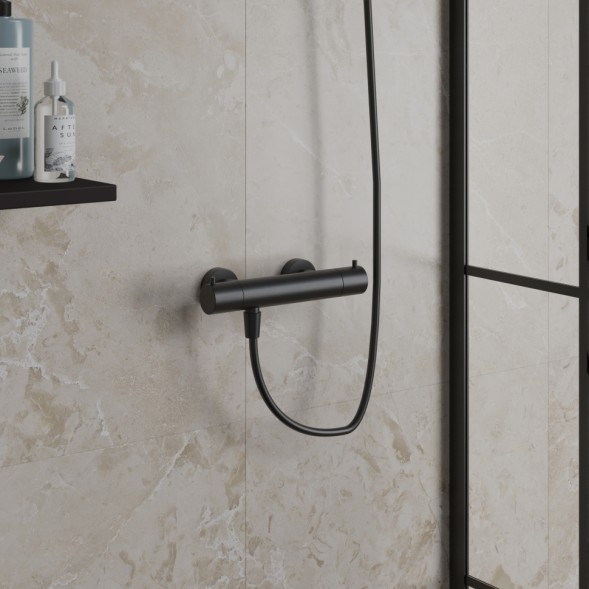 Paini 78PZ511TH Смеситель для душа Кокс с термостатом, брашированный чёрный