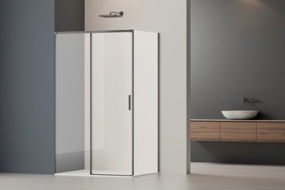 Vincea Душевой уголок Софт 2 (Soft 2) VSR-3SO28010CLGM, 1000*800, вороненая сталь, стекло прозрачное
