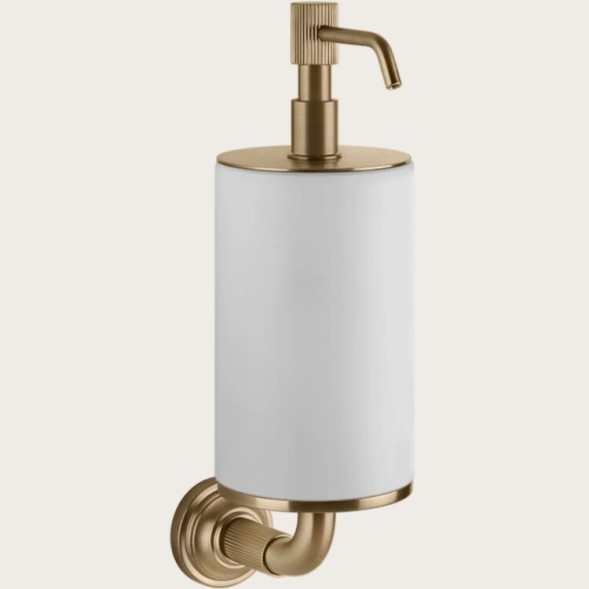 Gessi Дозатор для жидкого мыла, VENTI20, шгв 75*136*254, цвет дозатора брашированная бронза PVD#белый  65413#726