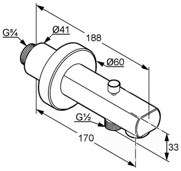 Излив KLUDI ZENTA 1350105 для ванны с подключением шланга