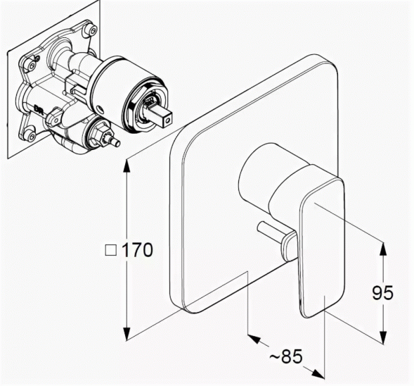 Смеситель KLUDI PURE&amp;STYLE 406500575 для ванны и душа встраиваемый внешняя часть с переключателем воды