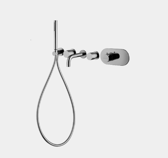 Смеситель для ванны и душа, Fima Carlo Frattini, Fimatherm, цвет-брашированный черный хром F3199X2CS