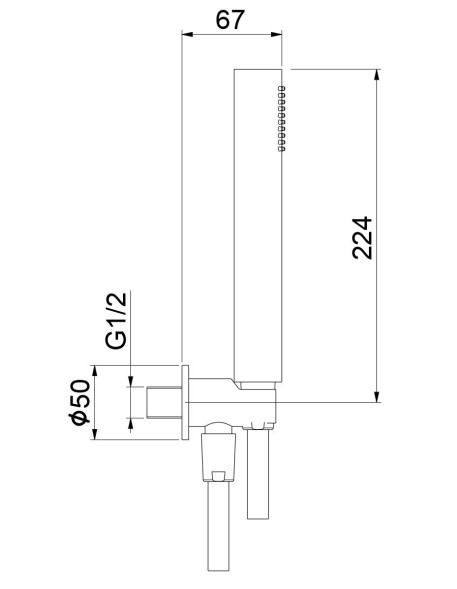 Fiore Shower, набор для душа: 1-режимный ручной душ, шланг 150 см, держатель ручного душа с водоотводом, цвет черный матовый