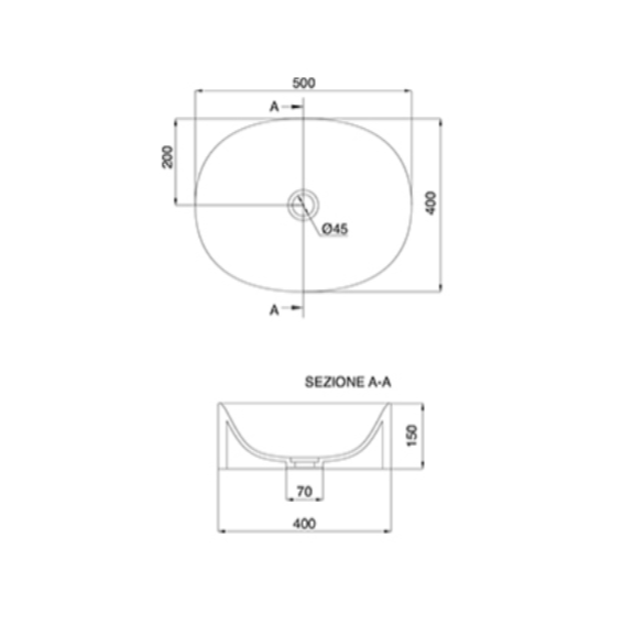 Раковина Scarabeo SKINNY накладная без перелива без отверстий цвет белый 5408