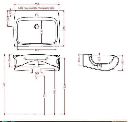 Раковина Artceram Hi Line  подвесная отверстия для смесителя одно цвет белый HIL004 01 00
