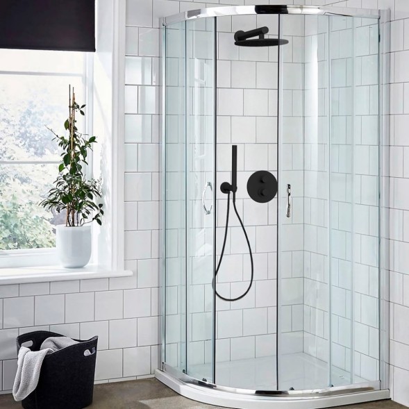 Paini Комплект на 2 потребителя с термостатом Cox , для душа, черный брашированный PVD