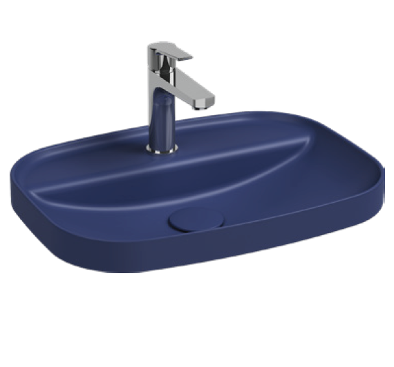 Раковина полувстраиваемая ISVEA Infinity 55 прямоугольная 55см, с отверстием под смеситель цвет синий матовый 10NF50055-2Z