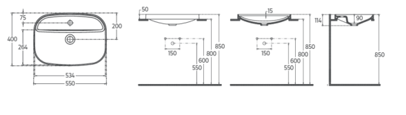 Раковина полувстраиваемая ISVEA Infinity 55 прямоугольная 55см, с отверстием под смеситель цвет синий матовый 10NF50055-2Z
