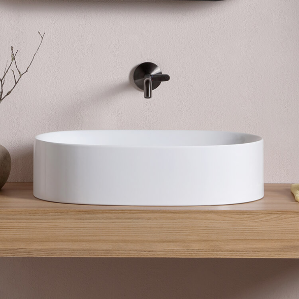 Раковина Scarabeo SKINNY накладная без перелива без отверстий цвет белый 5409