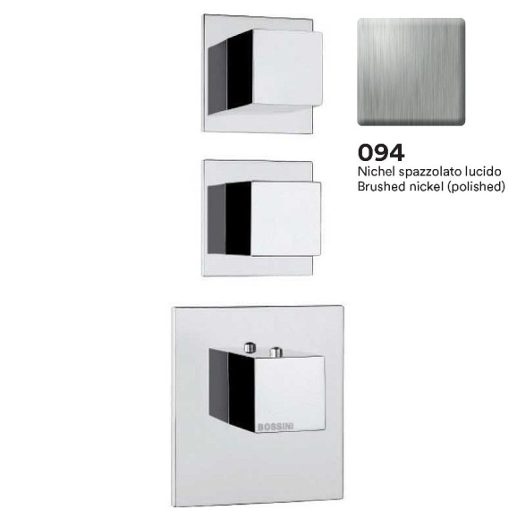 Смеситель термостат Bossini Cube Z032203.094 для ванны и душа встраиваемый внешняя часть на 2-4 потребителя цвет никель шлифованный