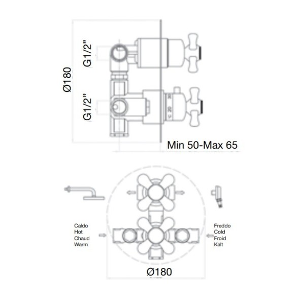 Смеситель для душа встраиваемый с термостатом Webert Ottocento OT970902015, хром