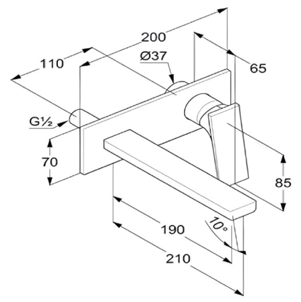 Смеситель KLUDI DECUS 54244N175 для раковины настенный встраиваемый внешняя часть