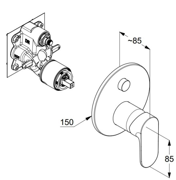 Смеситель KLUDI LOUVA 247590575 для ванны и душа встраиваемый внешняя часть с автоматическим переключателем воды PUSH&amp;SWITCH