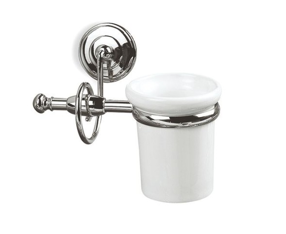 Stil Haus Idra, настенный керамический стакан, цвет хром - белая керамика