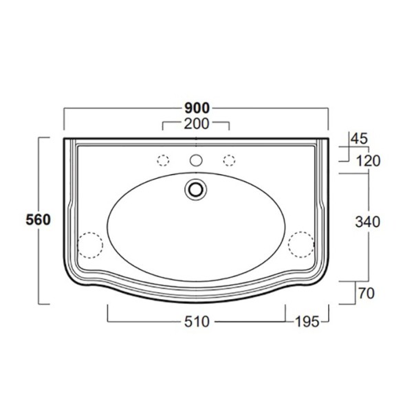 Раковина SIMAS ARCADE подвесная на тумбу на ноги на кронштейны с одним отверстием со спинкой цвет белый AR864